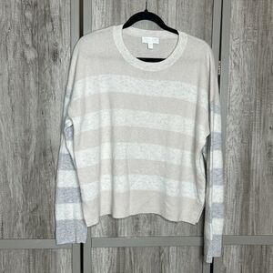 The White Company White Label 100% Cashmere Light Nude/Grey Sweater Jumper Sz XL